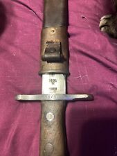 SWISS M-1914 SAWBACK PIONEER BAYONET & LEATHER SCABBARD picture