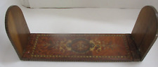 Vintage Wood Slide Expandable Bookends Rack Shelf Inlaid Marquetry picture