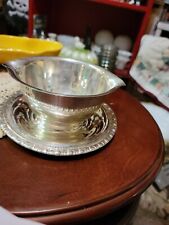 Vtg Rogers & Bro  Silverplate Gravy Boat With Attatched Drip Plate #1713 Ornate  picture