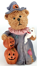Halloween Wizard Jack O Lantern Bear Cub Figurine Tablescape Vintage Cute Decor picture