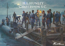 H.L. Hunley Postcard of enactment fatal submarine disaster in 1864.Charleston SC picture