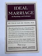 Ideal Marriage Its Physiology & Technique Van de Velde DOC TO PATIENT BOOKLET picture