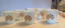 PYREX Milk Glass Coffee Mugs Set Of 6 Summer Impression DesignGinger BrownFloral picture