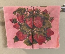 Vintage 1970s Pink Strawberries Hand Towels Bath Kitchen Kitsch 2 Piece 14 X 22 picture