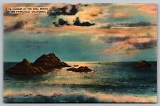 Postcard Sunset At Seal Rocks San Francisco California Ocean Scene VTG c1910  I2 picture