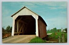 Near Chalfant Ohio Covered Bridge Over Jonathan Creek Vintage Postcard A119 picture