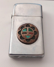 VTG Zippo Lighter Native American Indian Southwest Sun Catcher Turquoise Onyx picture