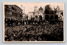 1929 RPPC Pigeons at Piazza San Marco Venice Italy Postcard picture