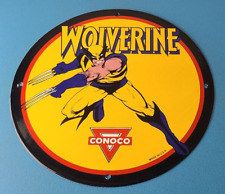 Vintage Conoco Gasoline Porcelain Sign - Wolverine X-Men Comics Gas Pump Sign picture