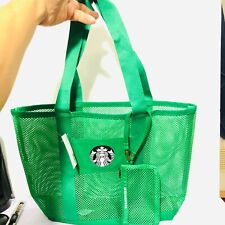 2Pcs.Starbucks See thru Mesh Tote Bag&Wallet Net Green 2020 Thailand picture