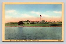 c1934 Linen Postcard Baltimore MD Fort McHenry Panorama View picture