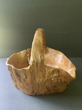 Vintage Hand Carved Bowl Basket Knobby Burl Wood Rustic Natural Wood Grain picture